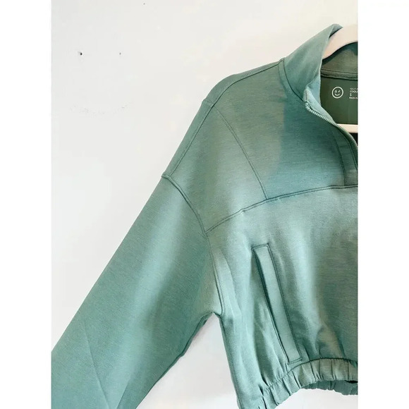 Hollister Gilly Hicks Green Cropped Quarter Zip Pullover size S - Picture 12 of 13